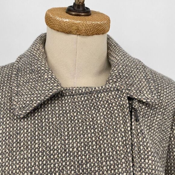 Talbots Women's Tweed Zip Front Moto Jacket Wool Blend Metallic Gray Size 16 - Picture 9 of 13